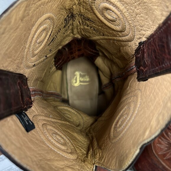 Justin L4333 Cowgirl Boots Tall Brown Pointed Toes SZ 9C Cowgirl Rodeowear Hors - Picture 11 of 16